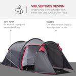 Tunnel Tent, 2-3 Person Camping, Fiberglass & Polyester, Grey