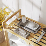 Laundry Basket 4 Compartments, Extendable Bags, 83L, Bamboo White
