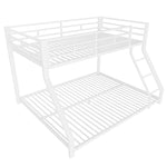 Bunk Bed 90x200 & 140x200 cm with Guardrail & Steps, White Metal