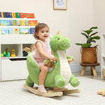 Dinosaur Rocking Animal with Interactive Sounds and Wooden Frame, Green