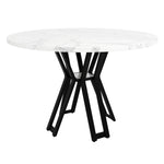 Round Dining Table 100cm 4-6 Seater - Black Legs Marbled MDF