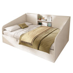 Hydraulic Daybed 140x190cm Double Bed Storage USB/Type-C Charging White Wood