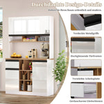Modern Kitchen Cabinet with Drawers Adjustable Shelves Open Storage - White