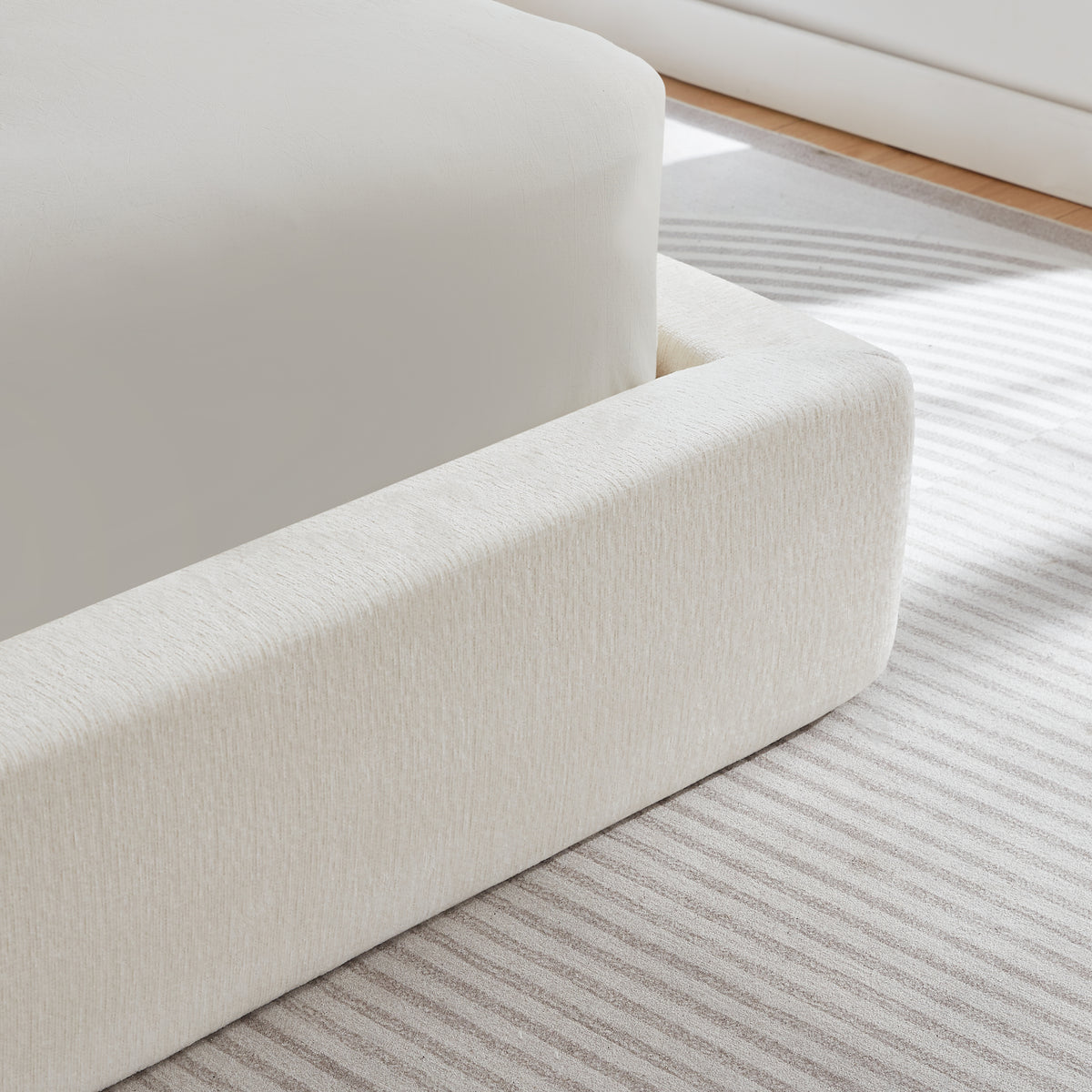 Upholstered Double Bed 180x200cm with Pneumatic Storage, Grey Linen