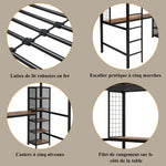 Loft Bed with Desk & Shelves 90x200cm - Black & Dark Wood