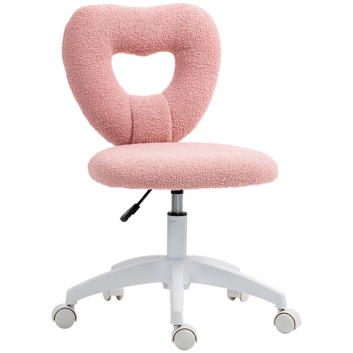 Swivel Desk Chair Height-Adjustable Heart Back, Teddy Fleece Pink