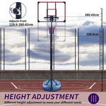 Outdoor Basketball Hoop with Height Adjustable Stand and Shock-Absorbing Basket, Red Silk-Screen Design