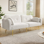 Two-Seater Sofa Bed Adjustable Backrest Gold Metal Feet