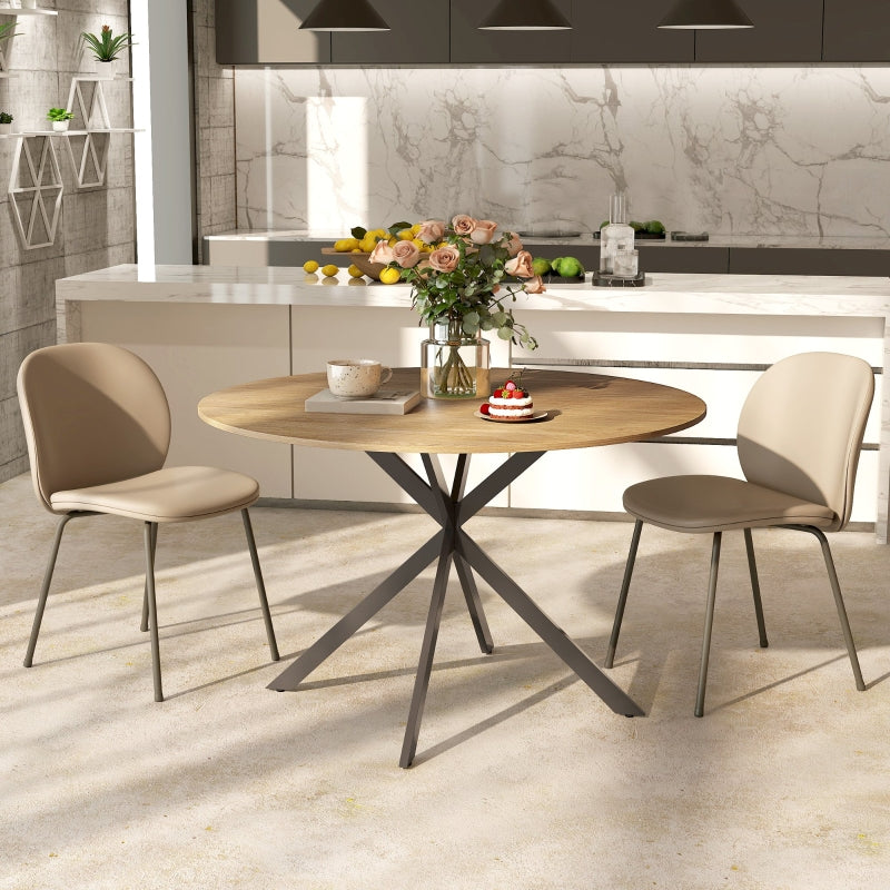 Round Dining Table Ø120 Industrial Steel Legs, Oak
