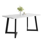 Dining Table Rectangular 117x68cm Modern Marble Pattern Metal Frame Black/White