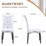 Set of 2 Dining Seats Soft Retro Crocodile Pattern Crystal Clasps White and Black Faux Leather