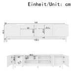 Lowboard TV Cabinet with Curved Doors, Shelves & Stabilizing Legs