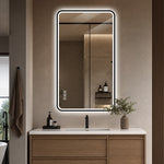 LED Bathroom Mirror 70x90 cm Dimmable Anti-Fog, Black Aluminum