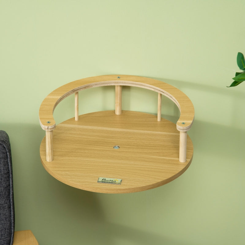 Cat Bed, Wall-Mounted with Cushion, Oak and Cream White