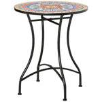 Garden Table Mosaic Bistro Side Table Round Ø60 cm, Ceramic Metal Red+Blue+White