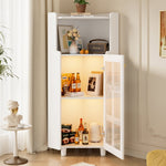Corner Cabinet LED Lighting App Control Lacquered 63.5x124cm - White