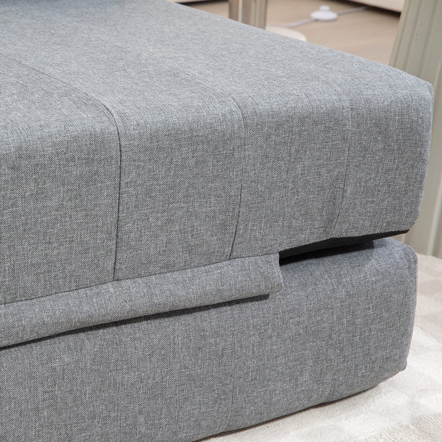2-in-1 Floor Sofa Bed, Foldable 250 kg Capacity, Linen Look