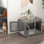 Dog Cage, 2 Doors, Washable Cushion, Adjustable Feet, Grey