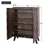 Shoe Cabinet 80x35.5x110cm 5 Compartments Adjustable Shelves - Dark Wood Grain