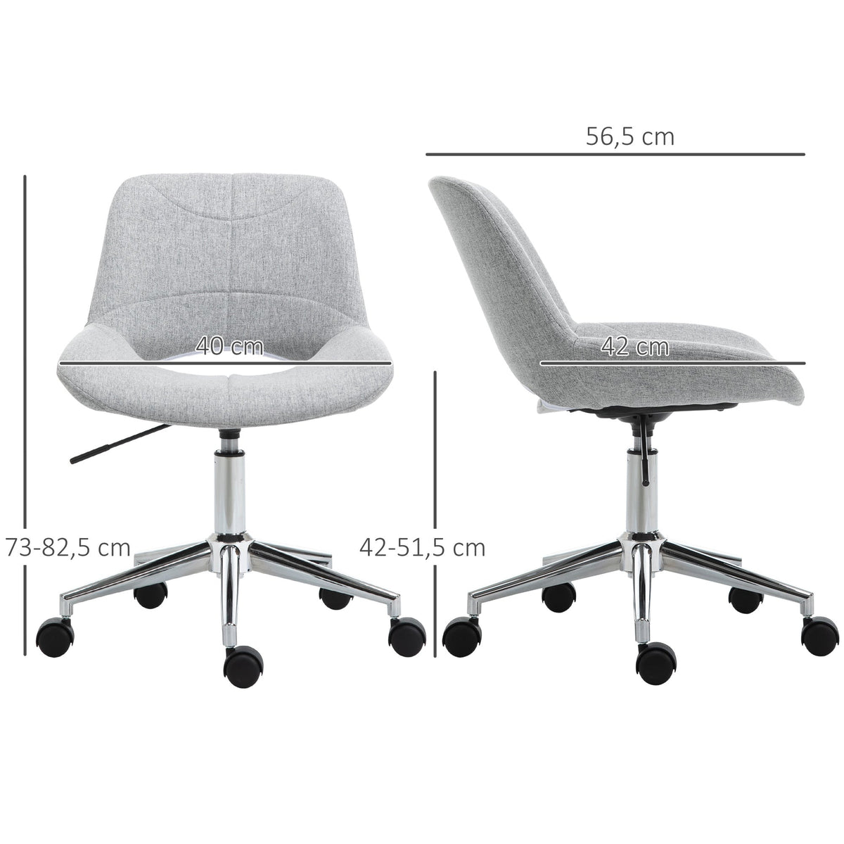 Office Chair, Armrest-Free Swivel, 110 kg, Light Grey