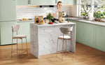 Large Kitchen Island 120x60cm 3 Drawers 3 Doors Adjustable Shelves - White Marble Design