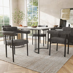 4 Dining Chairs Modern Simple Comfortable Ring Seats Dark Grey Suede