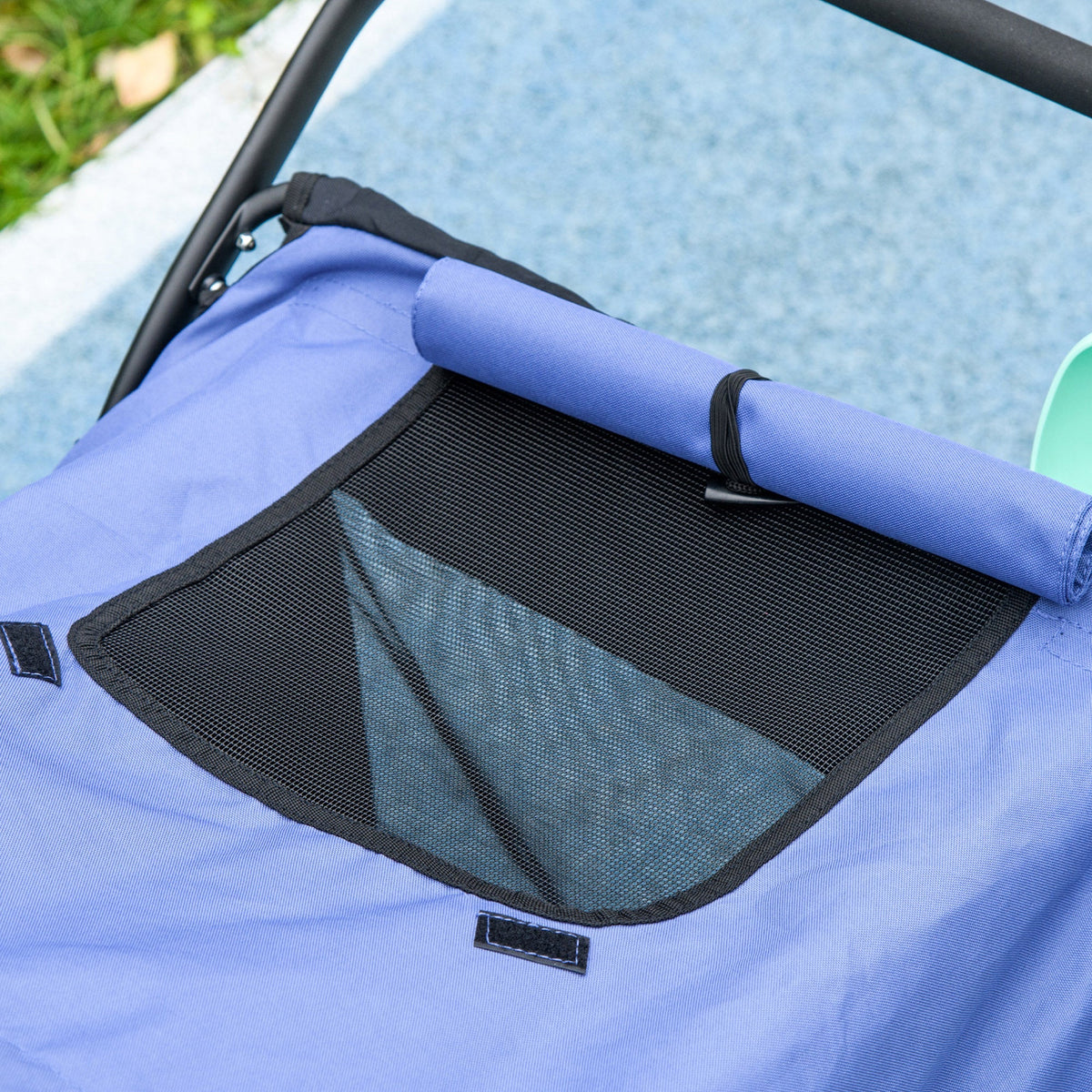 Dog Cart Foldable, Mesh Window, Large Wheels, Oxford Blue