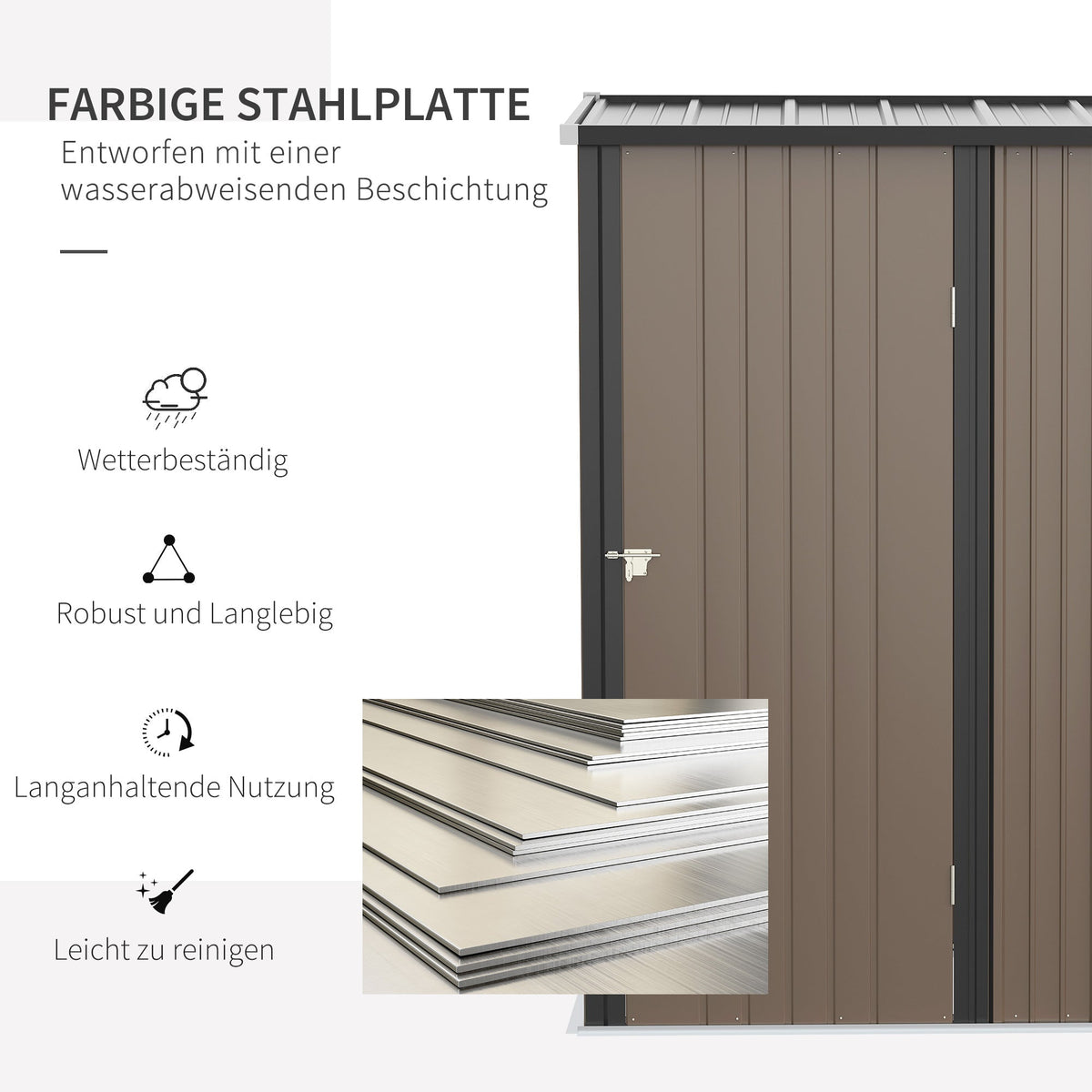 Tool Shed with Pent Roof, 1.34 m², Galvanized Steel, Brown