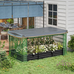Raised Garden Bed, Steel, Bird Netting, 230x110x110cm, Dark Grey