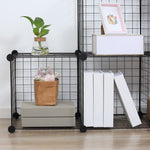 Shelving Unit, 6 Compartments, Wire Mesh Cube, Black