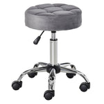 Salon Chair/Stool, Height-Adjustable Swivel with Wheels, Velvet Touch Grey