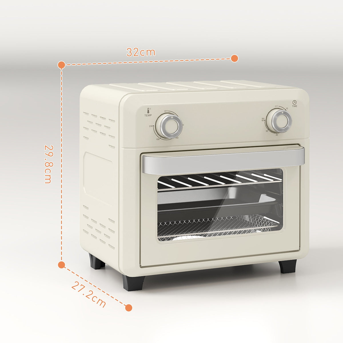 Mini Convection Oven 10L 2-in-1 Air Fryer Touch Screen Stainless Steel