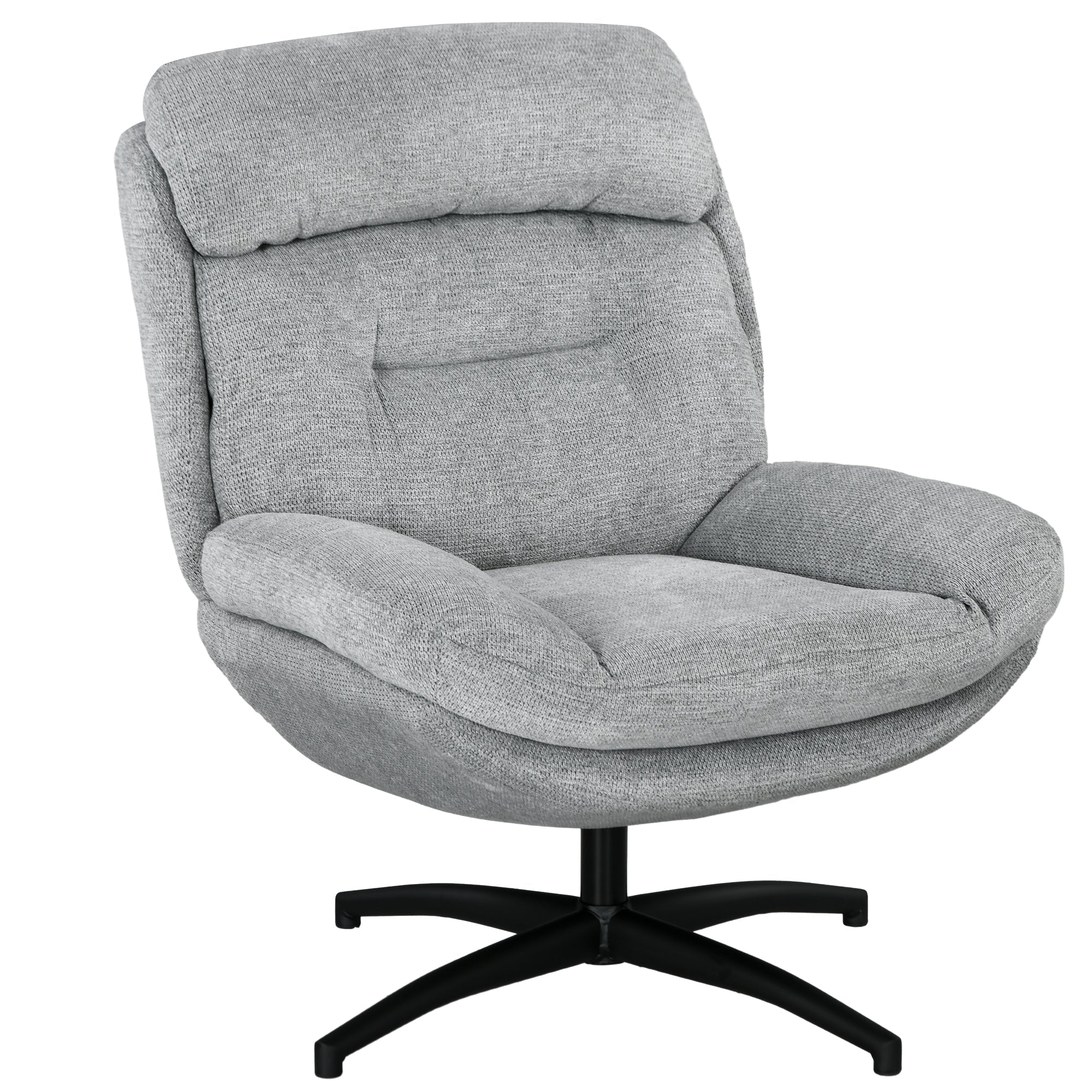 Swivel Lounge Armchair, Water-Repellent Recliner with Integrated Armrest, Chenille Look