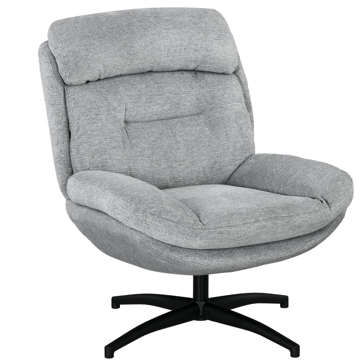 Swivel Lounge Armchair, Water-Repellent Recliner with Integrated Armrest, Chenille Look