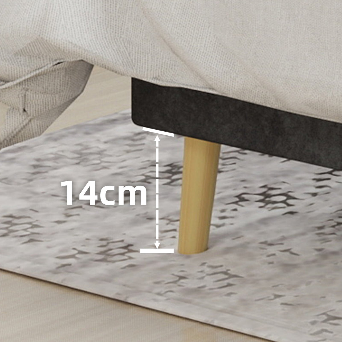 Modern Minimalist Soft Bed with Comfortable Headboard and Low Box Frame 160x200cm, Gray