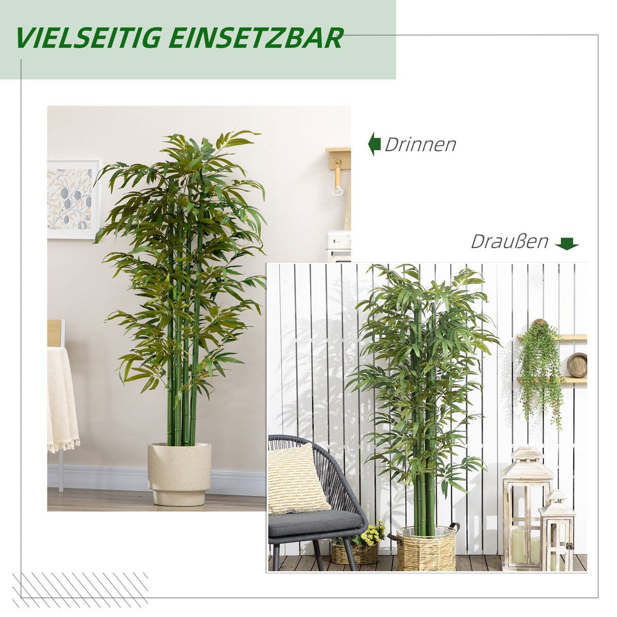 Artificial Plant, Bamboo Tree with Planter, 180cm, Green