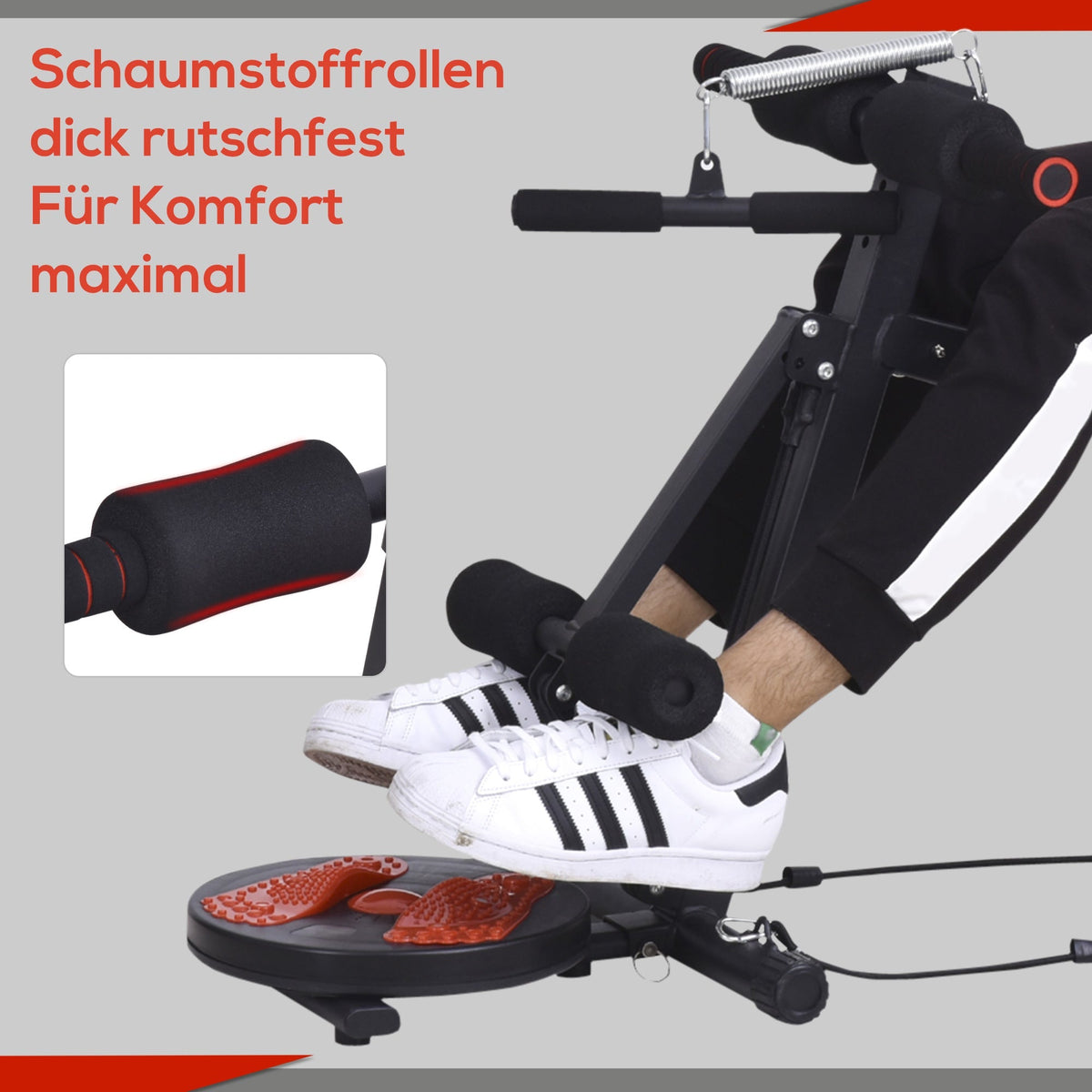 Sit Up Bench Adjustable Abdominal Trainer Padded Red Black