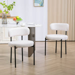 Dining Chairs, Upholstered with Metal Legs, Cream White (Set of 2)