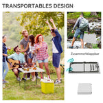 Picnic Table, Folding Camping Height-Adjustable, Plastic Metal White
