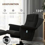 Recliner Chair Swivel Massage 8-Point Vibration Electric with Footstool, Linen Look Steel Black