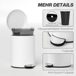 Trash Can, 20L Pedal Bin with Lid, Metal
