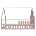Flatbed Children's Bed 140x200cm House Rail - Pine Wood Pink