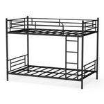 Bunk Bed 90x190cm Loft Bed with Ladder & Railing - Black Iron