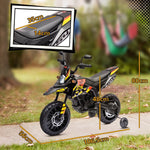 Kids' Electric Motorcycle with Training Wheels, LED Lights and Music, Yellow