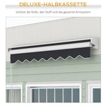 Folding Arm Awning Electric 2.5x2m Hand Crank Remote Control Aluminium Grey