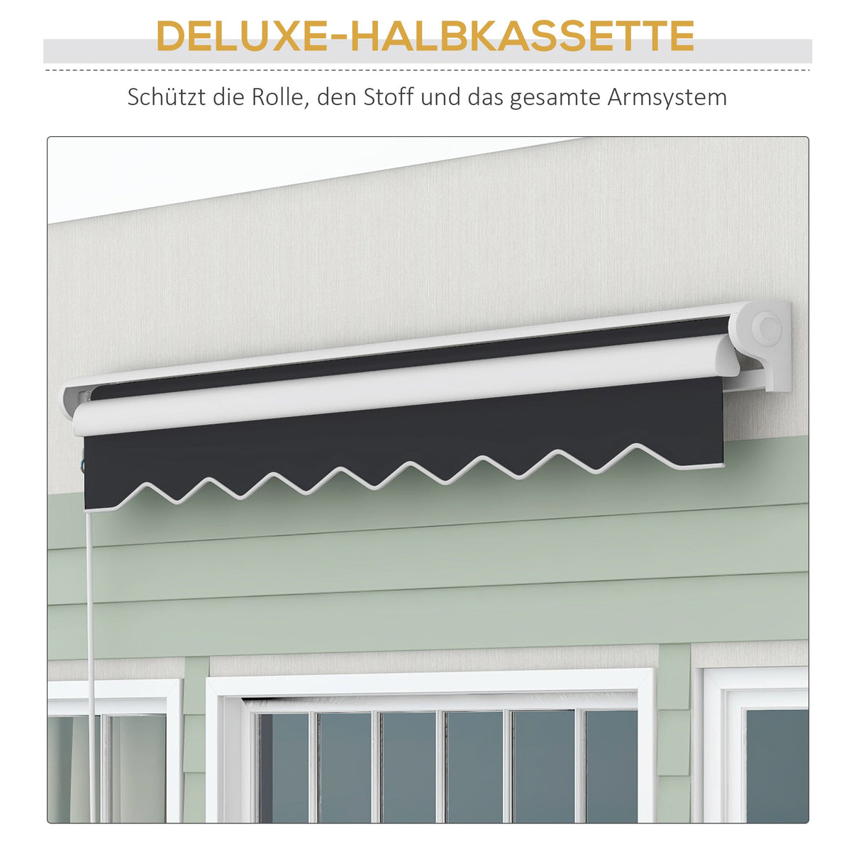 Folding Arm Awning Electric 2.5x2m Hand Crank Remote Control Aluminium Grey