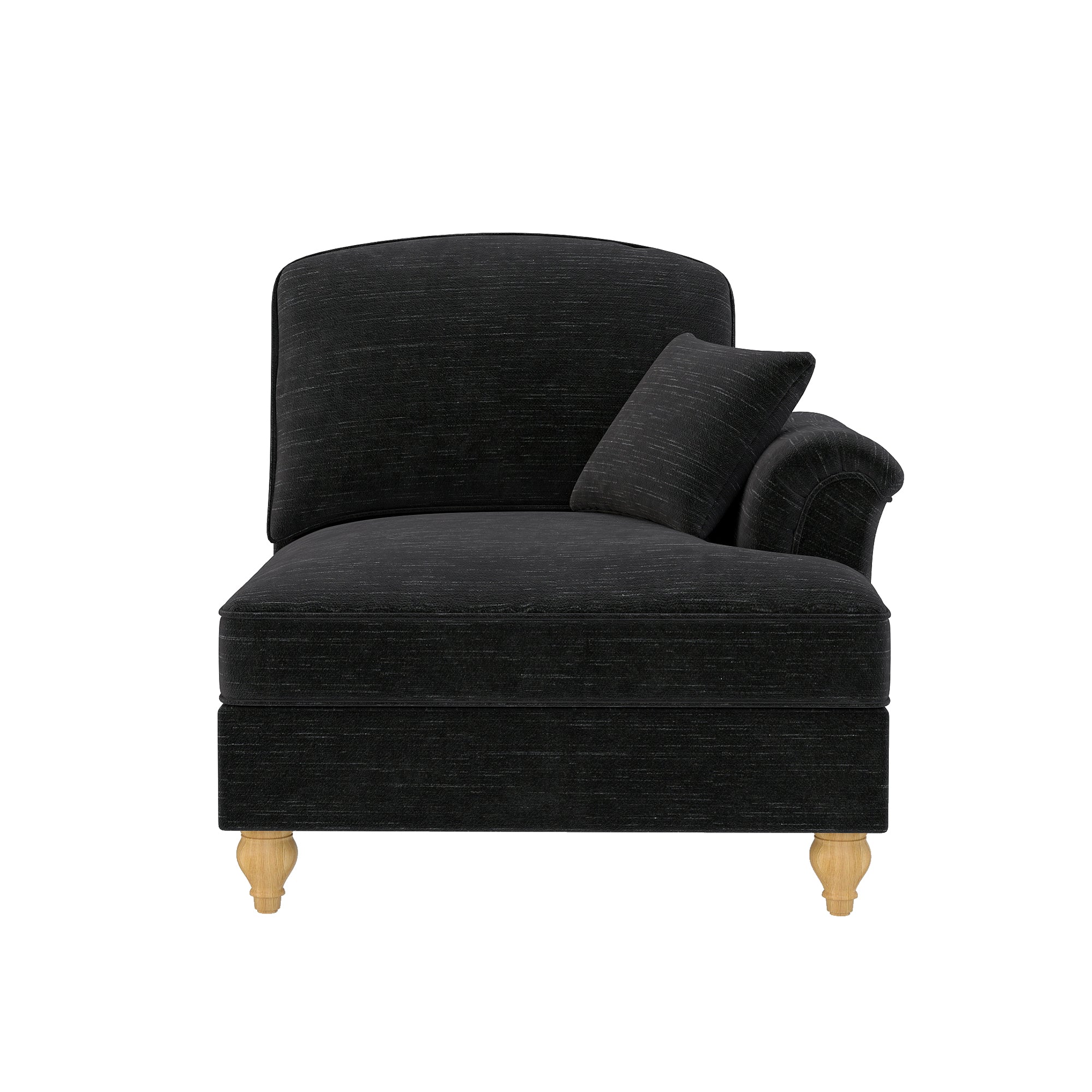 Windsor Sofa RSF with 1 Cushion and Removable Skirt, Black Chenille
