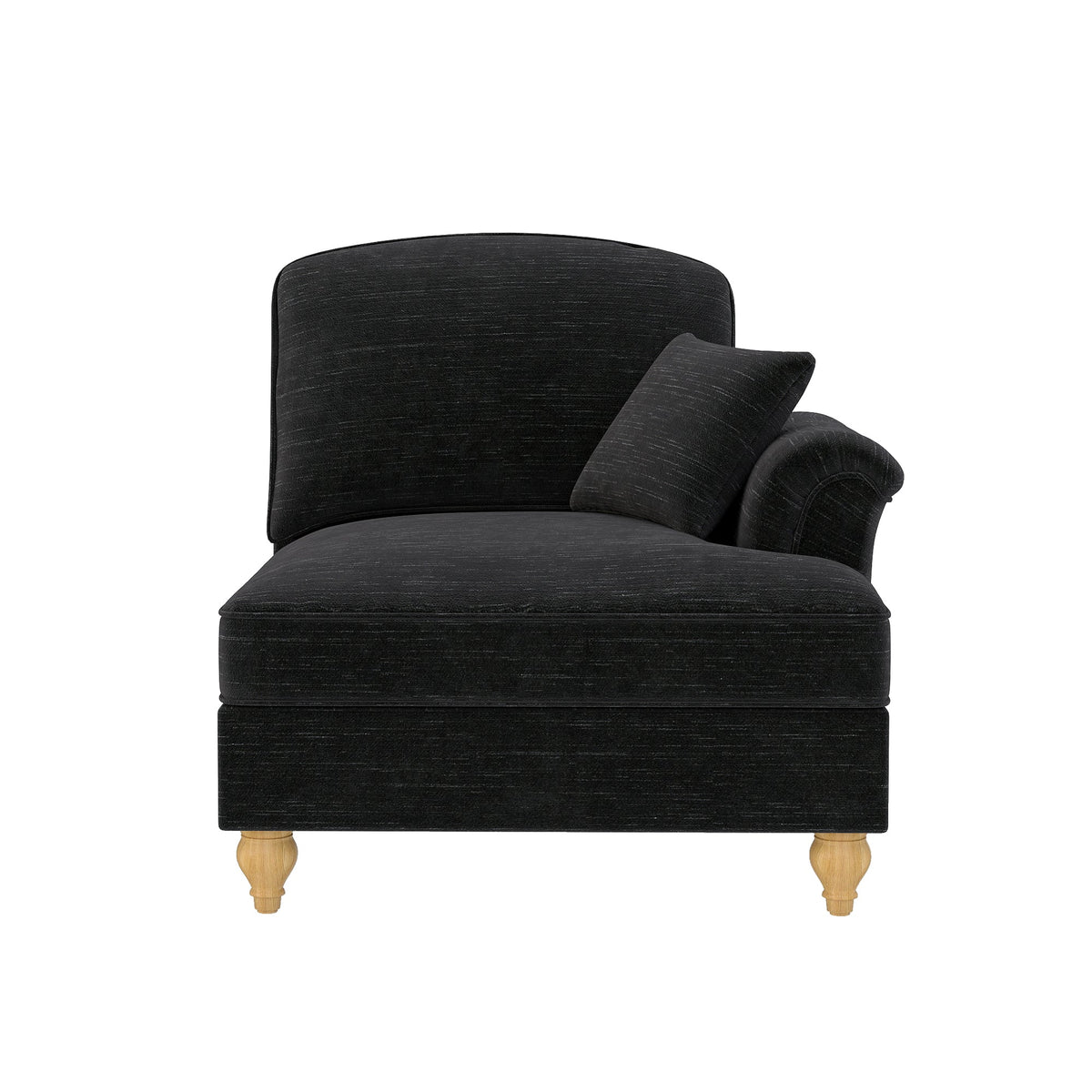 Windsor Sofa RSF with 1 Cushion and Removable Skirt, Black Chenille