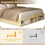 Double Bed with Storage, USB Charging Station, Reading Lamp and 2 Bedside Tables, 160x200cm, Light Oak Wood