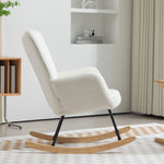 Rocking Chair, Upholstered, Wooden Base, White